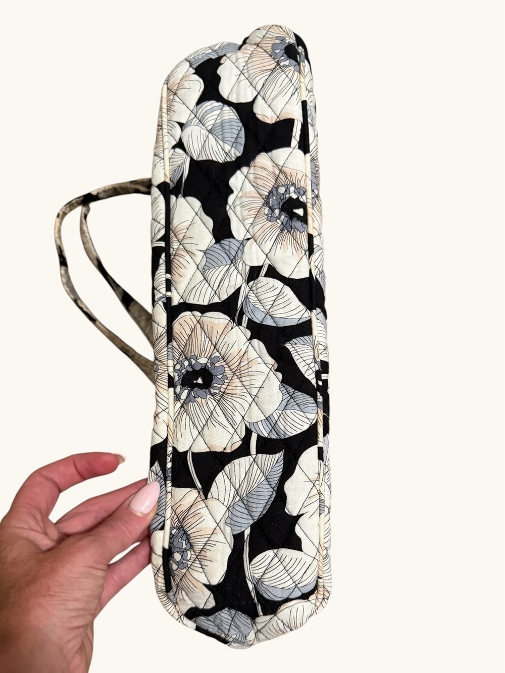 Vera Bradley Retired Camellia Black Blue Cream Floral Quilted Tote - Picture 9 of 12